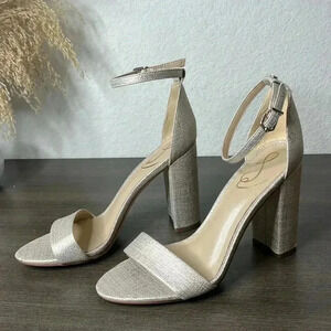 Sam Edelman Yaro Heels Pewter Metallic Champagne Gold Sandals
